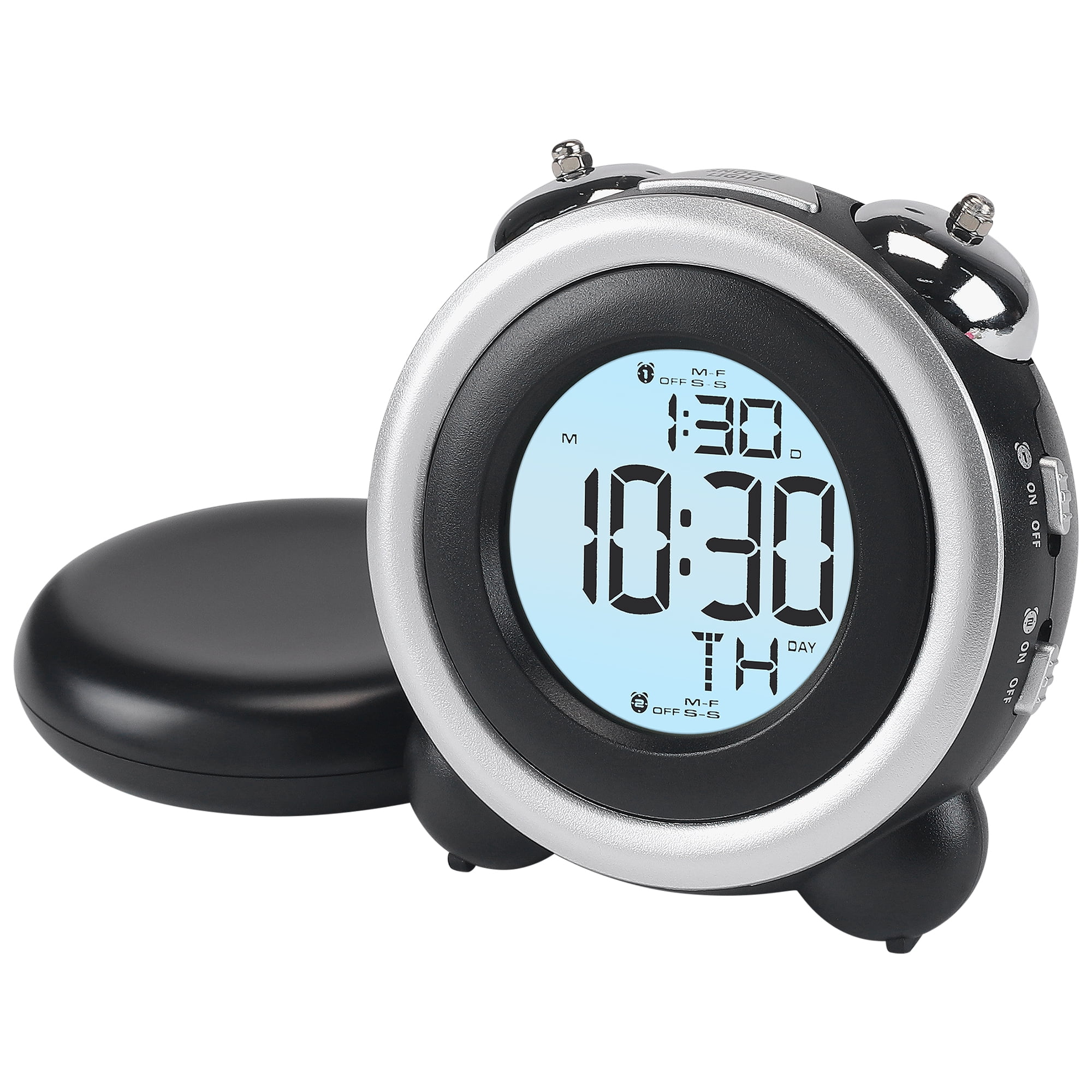 Unique Bargains Large LED Display Wired Shaker Alarm Clock Black 4.3"L x 2.4"W x 4.3"H
