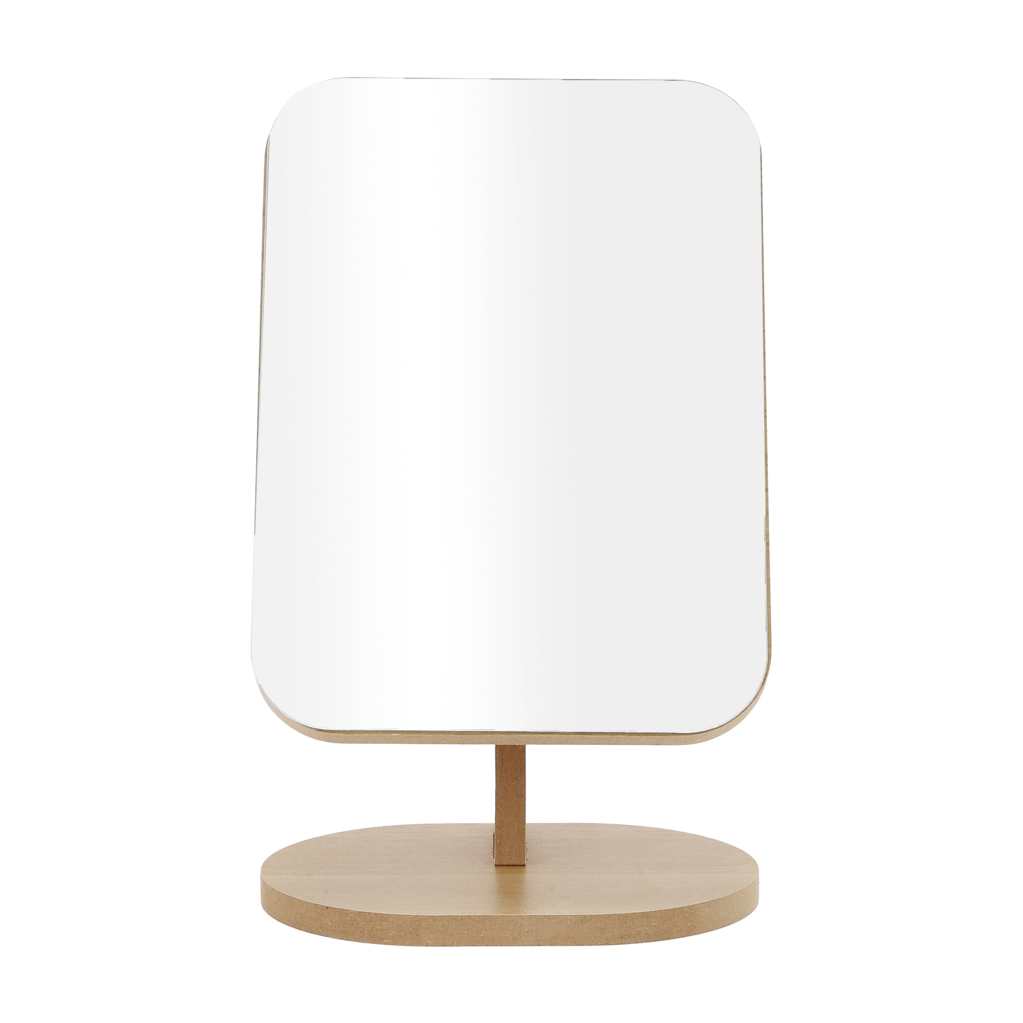 Unique Bargains Large Rectangle Desktop Cosmetic Mirror for Travel Wood Color