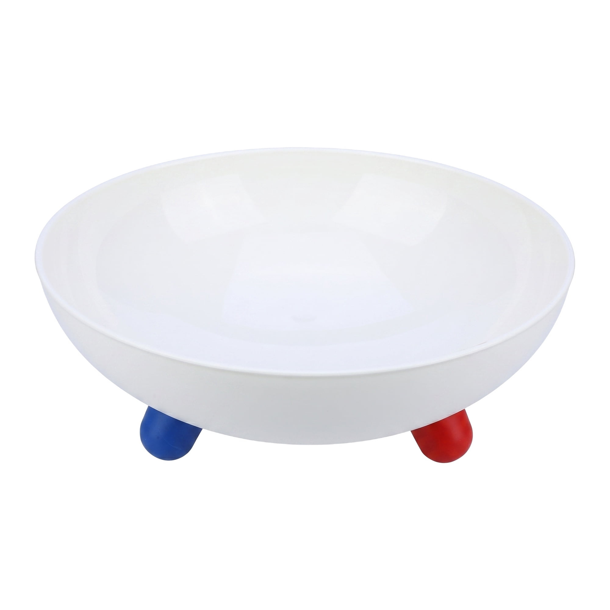 Unique Bargains Large Round Pedestal Fluted Fruit Bowl White 10.4" x 10.4" x 3.9"