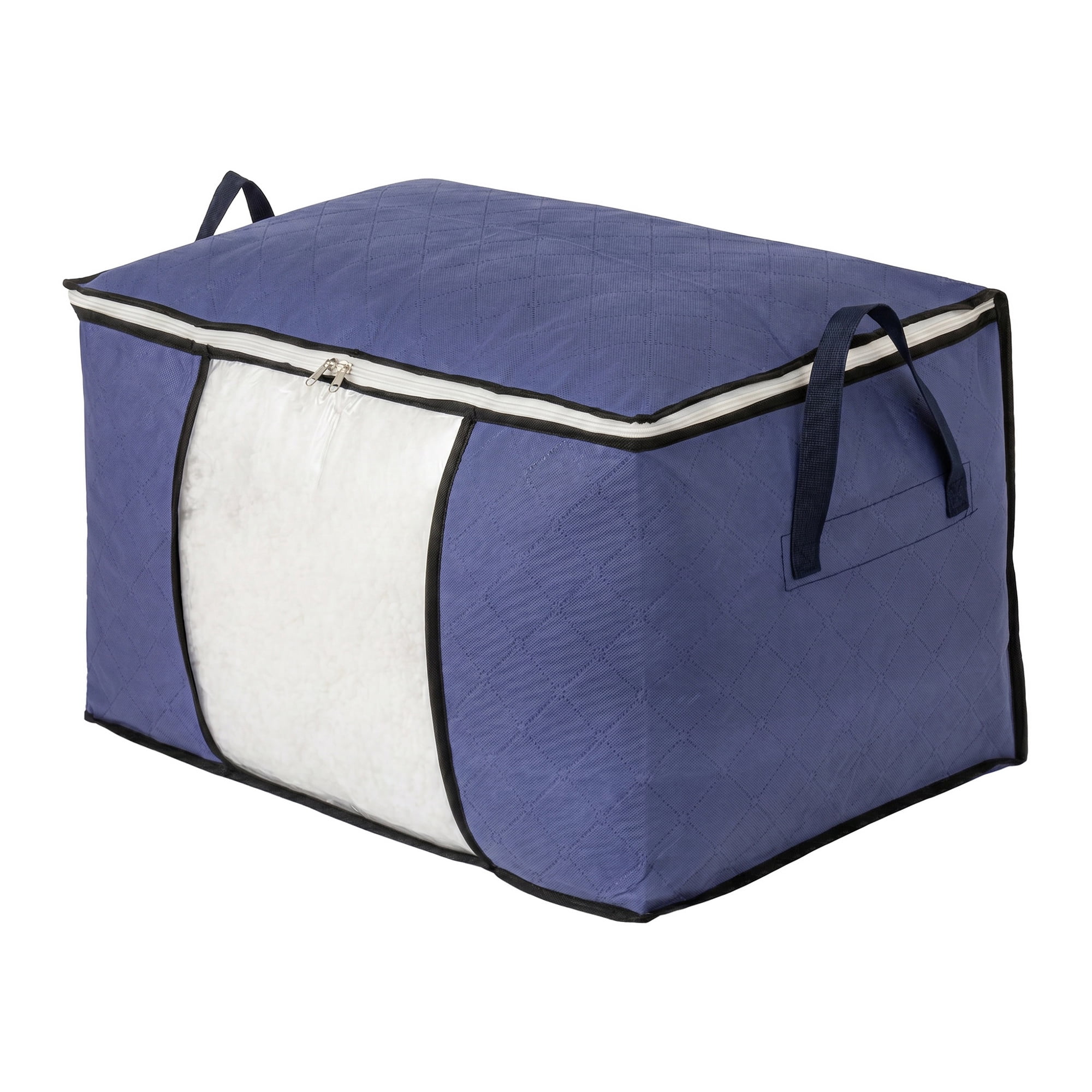 Unique Bargains Large See-through Storage Sack with Double Zippers Blue 23.6"x16.9"x13.8"