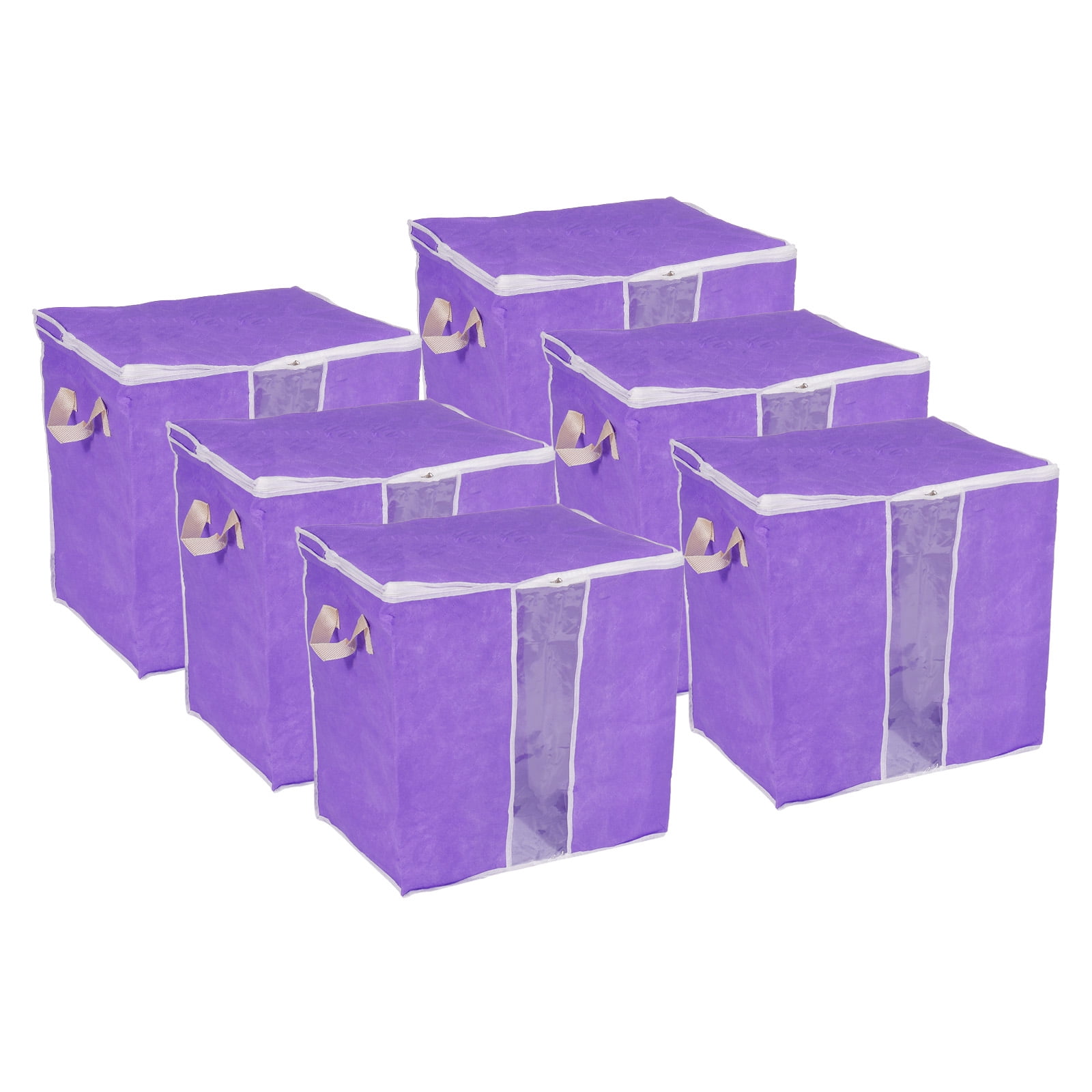 Unique Bargains Foldable Clothes Storage Bags with Reinforced Handle Purple