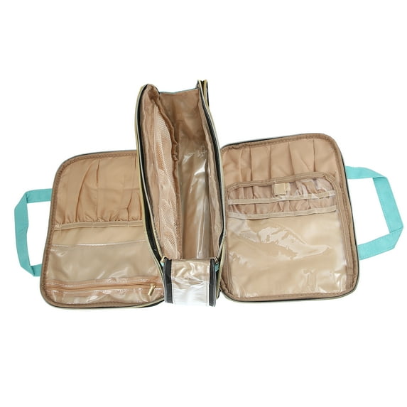 Unique Bargains Large Toiletry Bag Makeup Bag with Compartments Water-resistant Travel Bag Cosmetic Bag Green