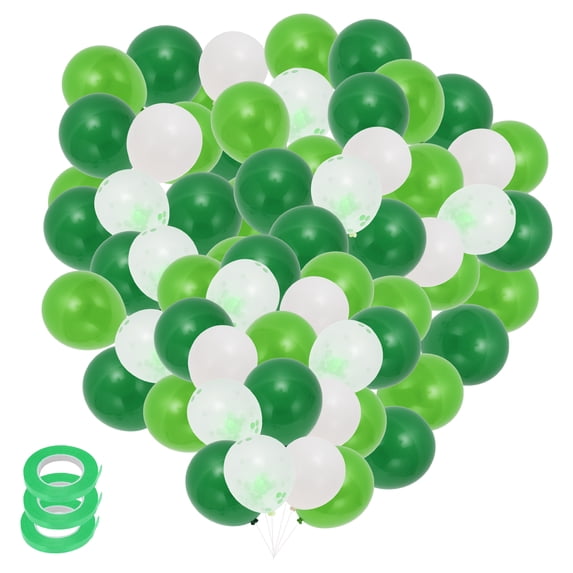 Unique Bargains Latex Party 10 Inch Helium Balloons with Ribbon Green White