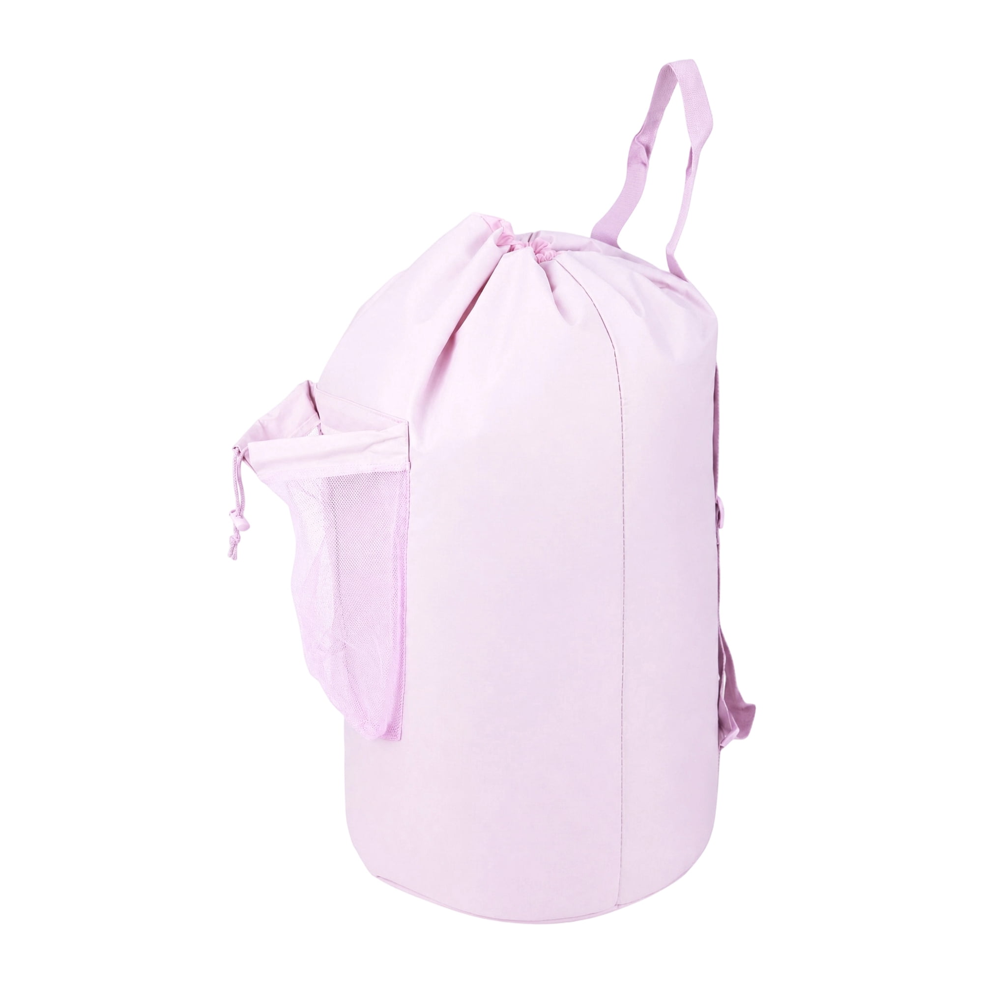 Unique Bargains Polyester Laundry Backpack with Wet Pocket Laundry Bag Pink