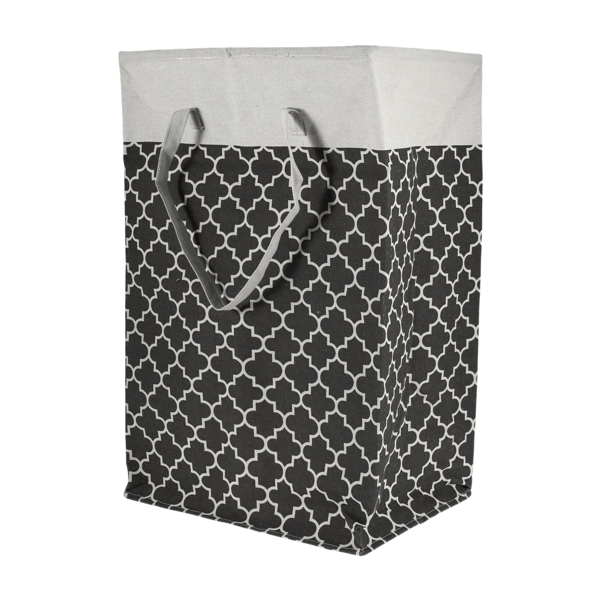 Unique Bargains Laundry Basket, Foldable Laundry Hamper with Handles Black Gray