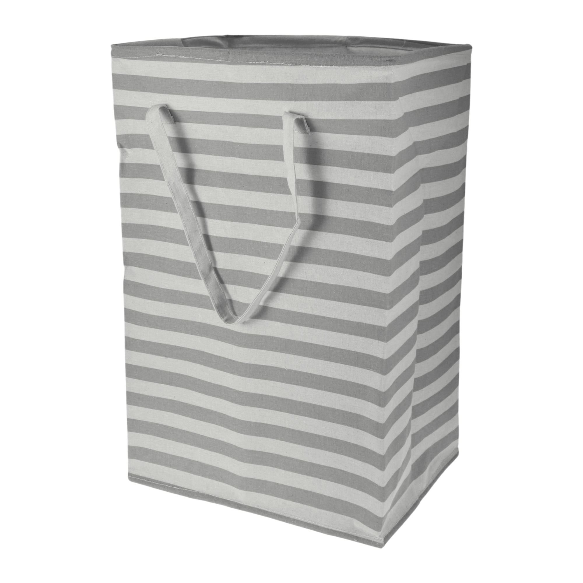 Unique Bargains Laundry Basket, Foldable Laundry Hamper with Handles White Gray