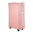 thumbnail image 1 of Unique Bargains Laundry Basket with Wheels 27" Tall Rolling Laundry Basket with Handle for Corner Dorm Pink, 1 of 7