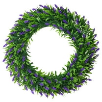 Unique Bargains Lavender Wreath for Front Door Artificial Wreaths Plastic Green Leaves