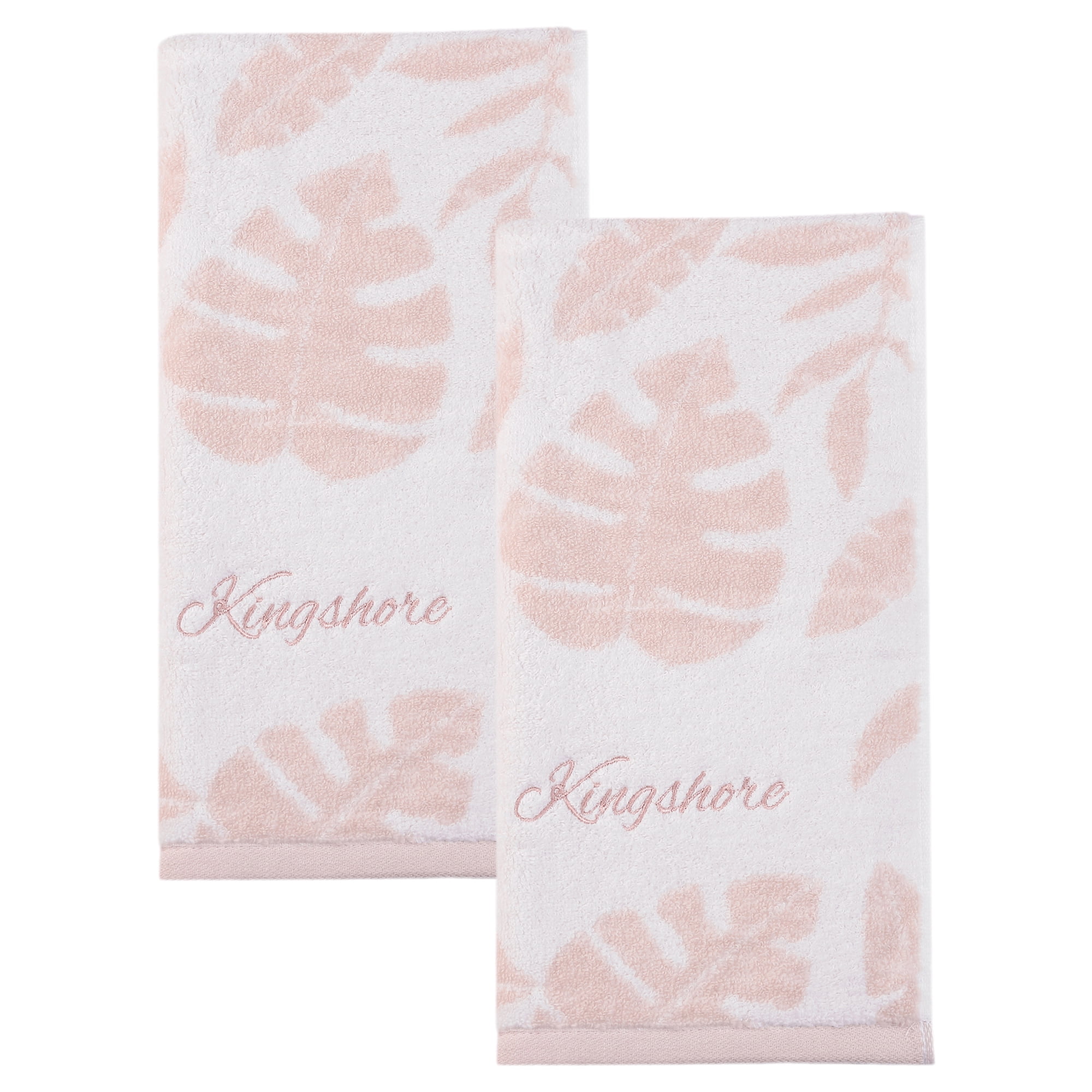 Unique Bargains Leaf Jacquard Soft Absorbent Cotton Hand Towel Brown 2pcs