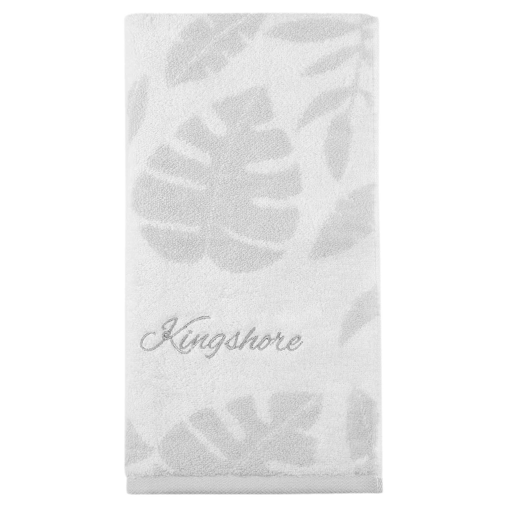 Unique Bargains Leaf Jacquard Soft Absorbent Cotton Hand Towel Grey 1pc