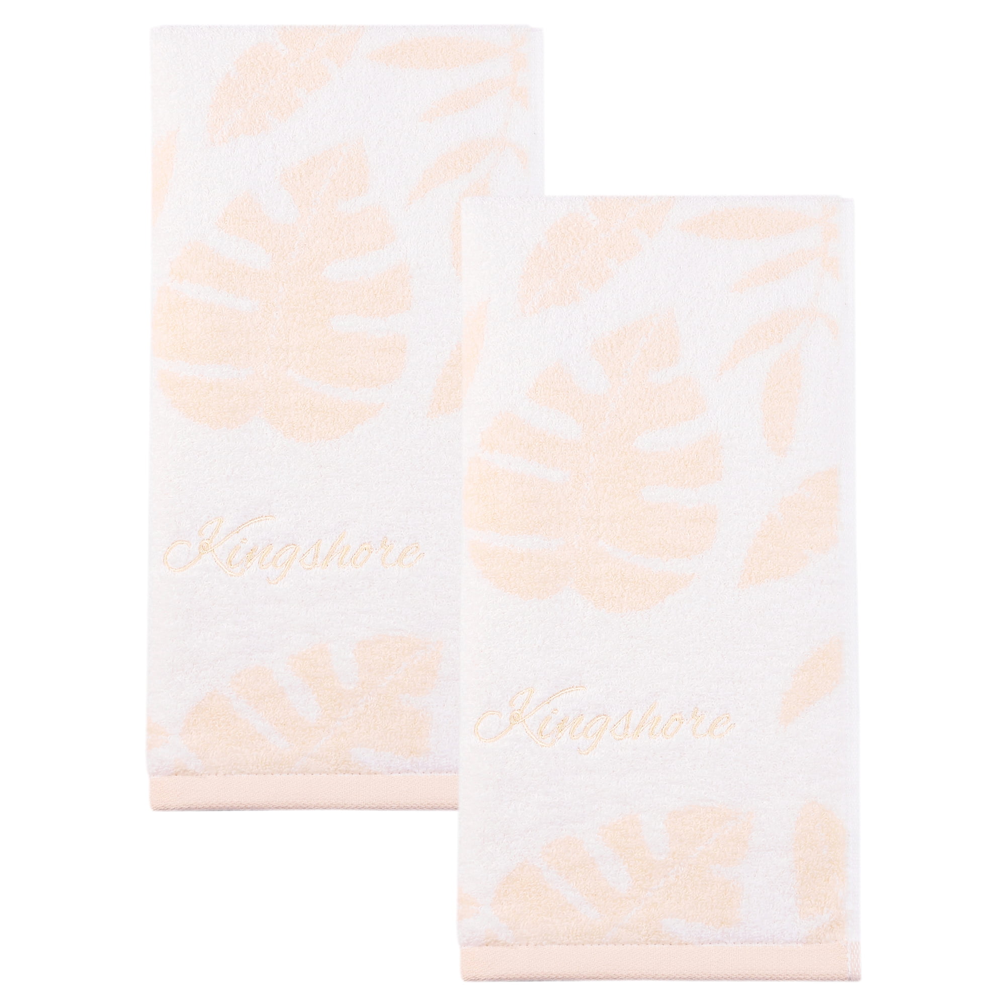 Unique Bargains Leaf Jacquard Soft Absorbent Cotton Hand Towel Yellow 2pcs