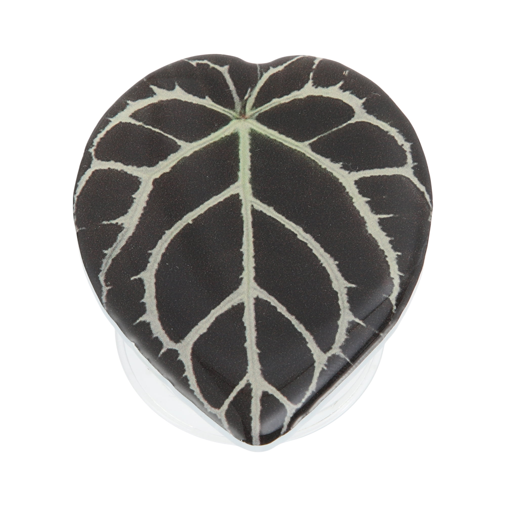 Unique Bargains Leaf Pattern Phone Grip with Strong Adhesive Backing Black