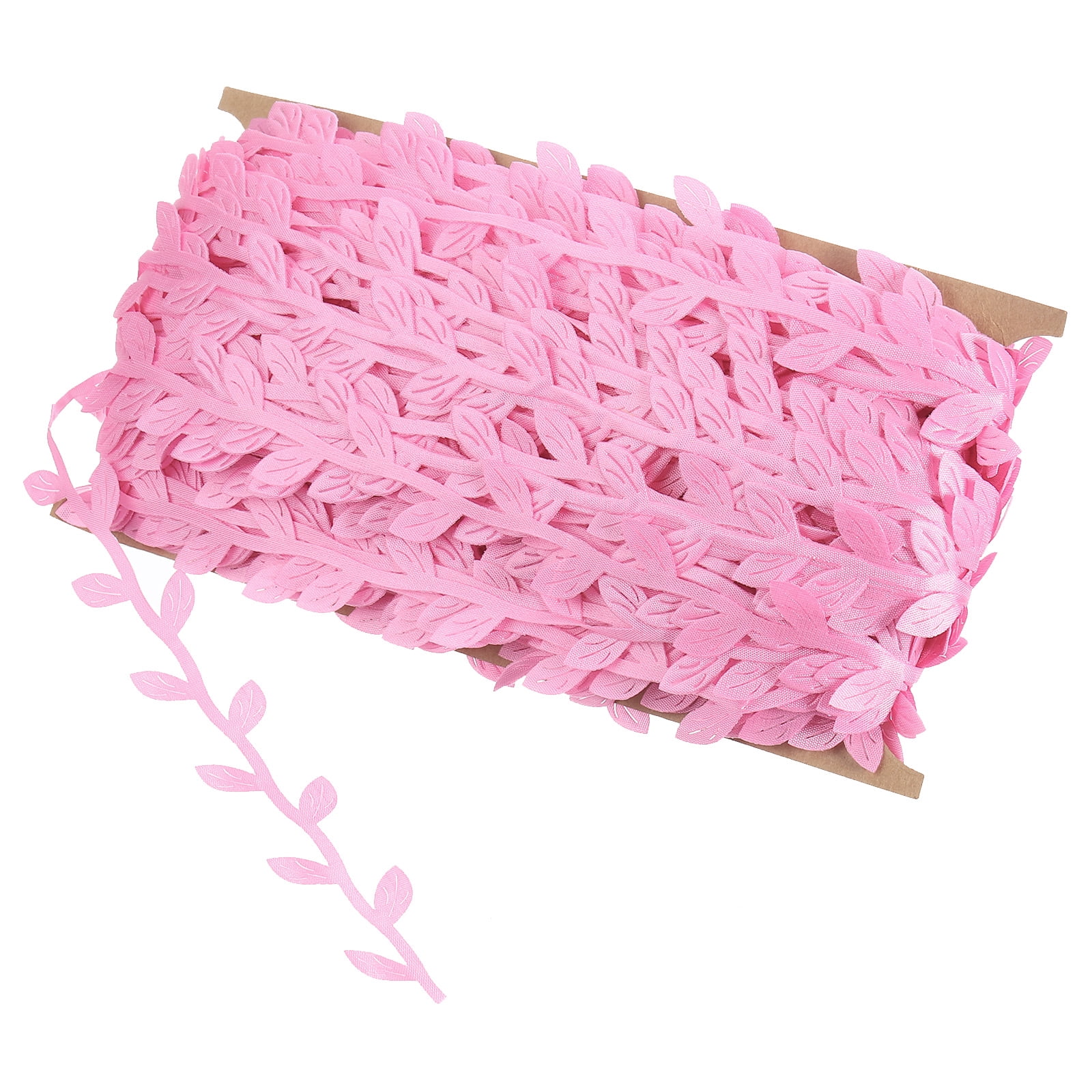 Unique Bargains Leaf Ribbon Artificial Leaf String for Wreath Making Gift Wrapping Pink