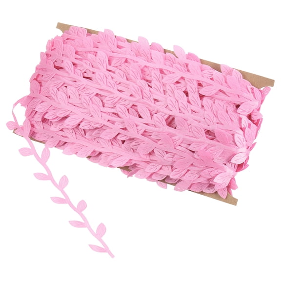 Unique Bargains Leaf Ribbon Artificial Leaf String for Wreath Making Gift Wrapping Pink