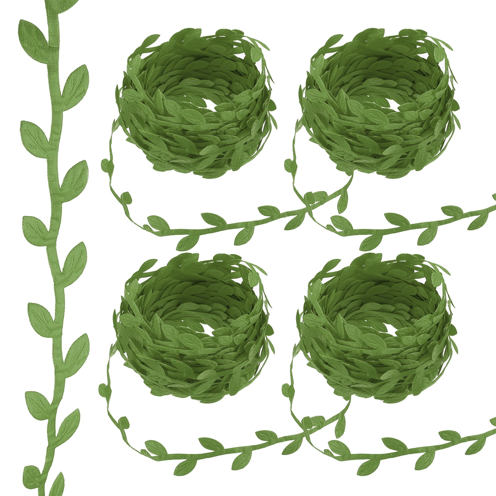 Unique Bargains Leaf Ribbon Trim Rope Artificial Leaf String for Wreath Making Dark Green