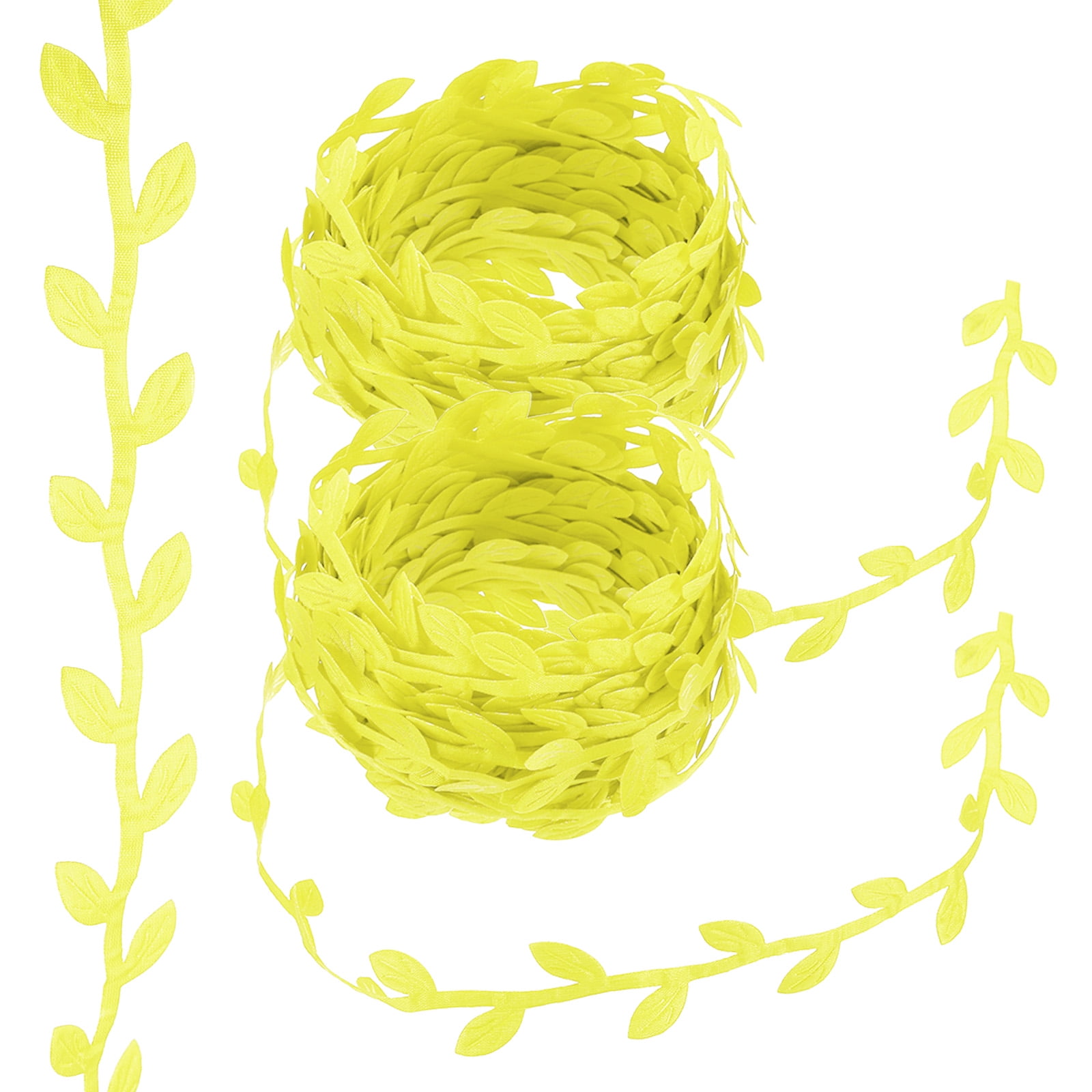 Unique Bargains Leaf Ribbon for Christmas Wreath Making Gift Wrapping Wedding Yellow