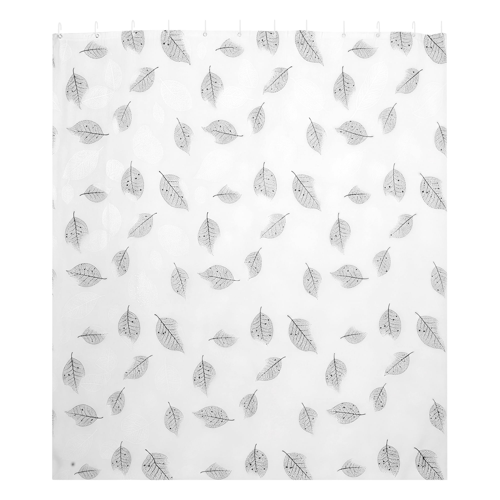 Unique Bargains Leaf Shower Curtain 70.87x70.87 White Light Gray Set for Bathroom