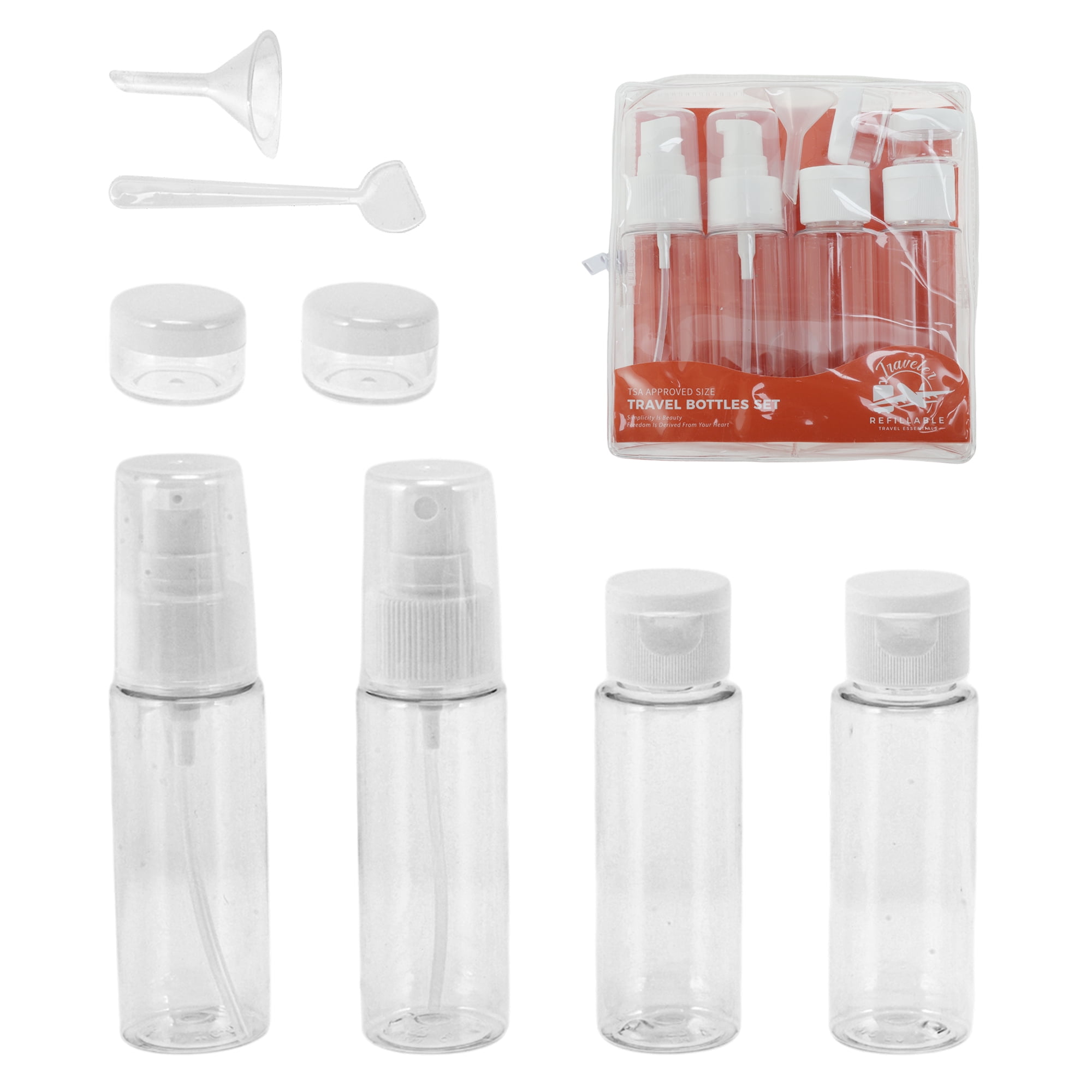 Unique Bargains Leakproof Travel Container Set with Transparent Zipper Pouch White 6Pcs