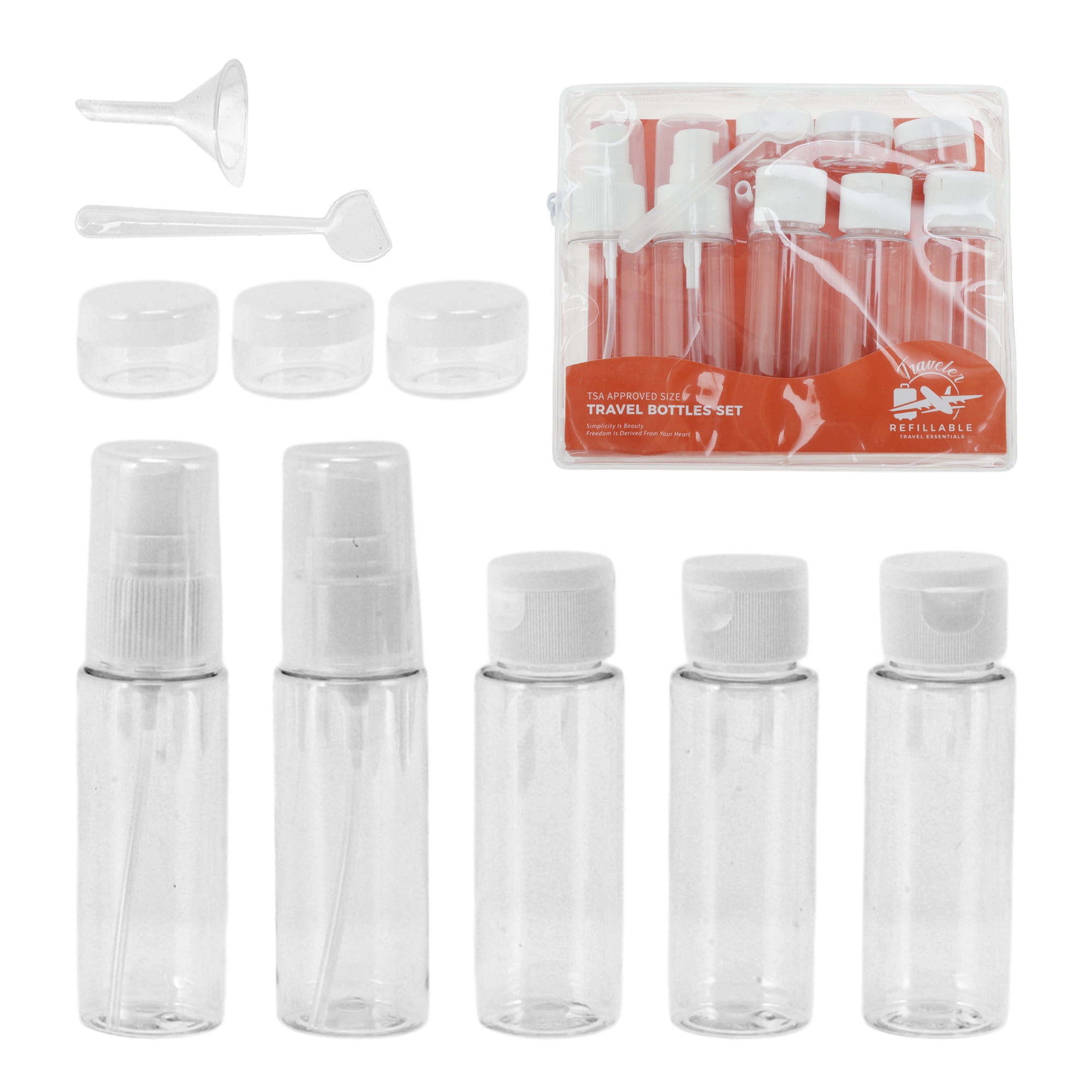 Unique Bargains Leakproof Travel Container Set with Transparent Zipper Pouch White 8Pcs