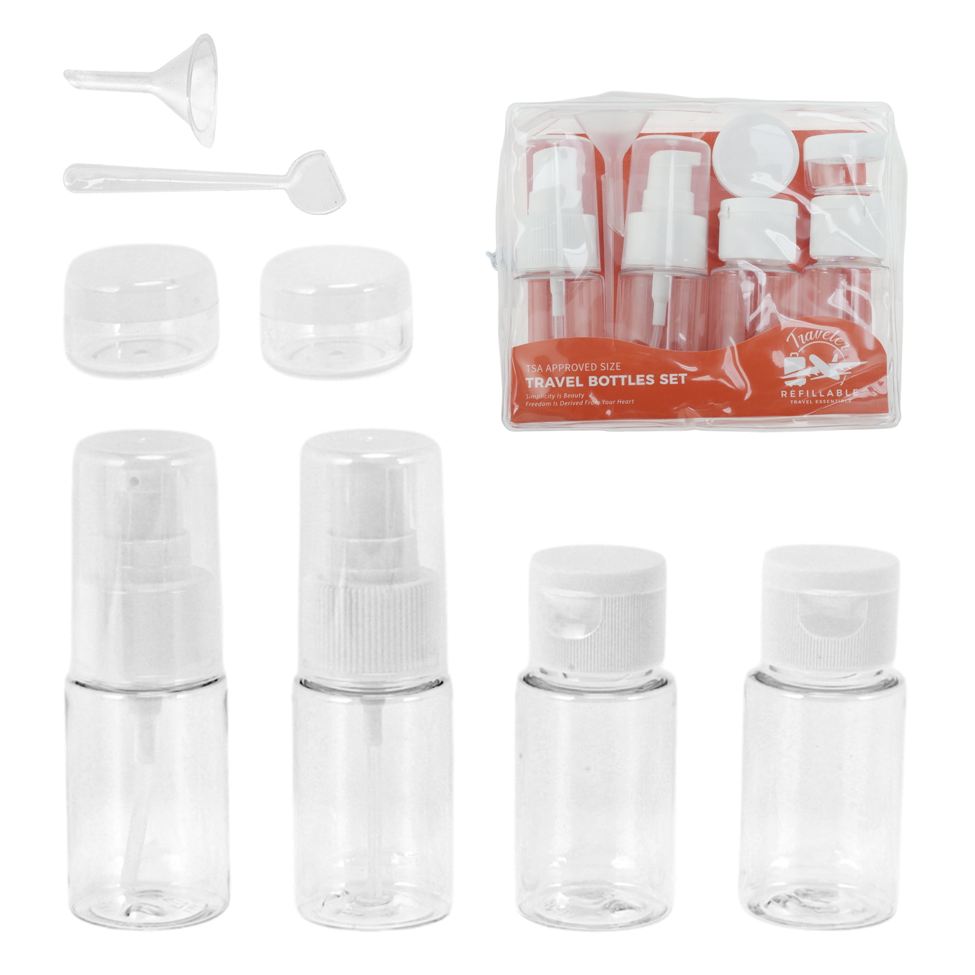Unique Bargains Leakproof Travel Container Set with Zipper Pouch White, Clear 6Pcs