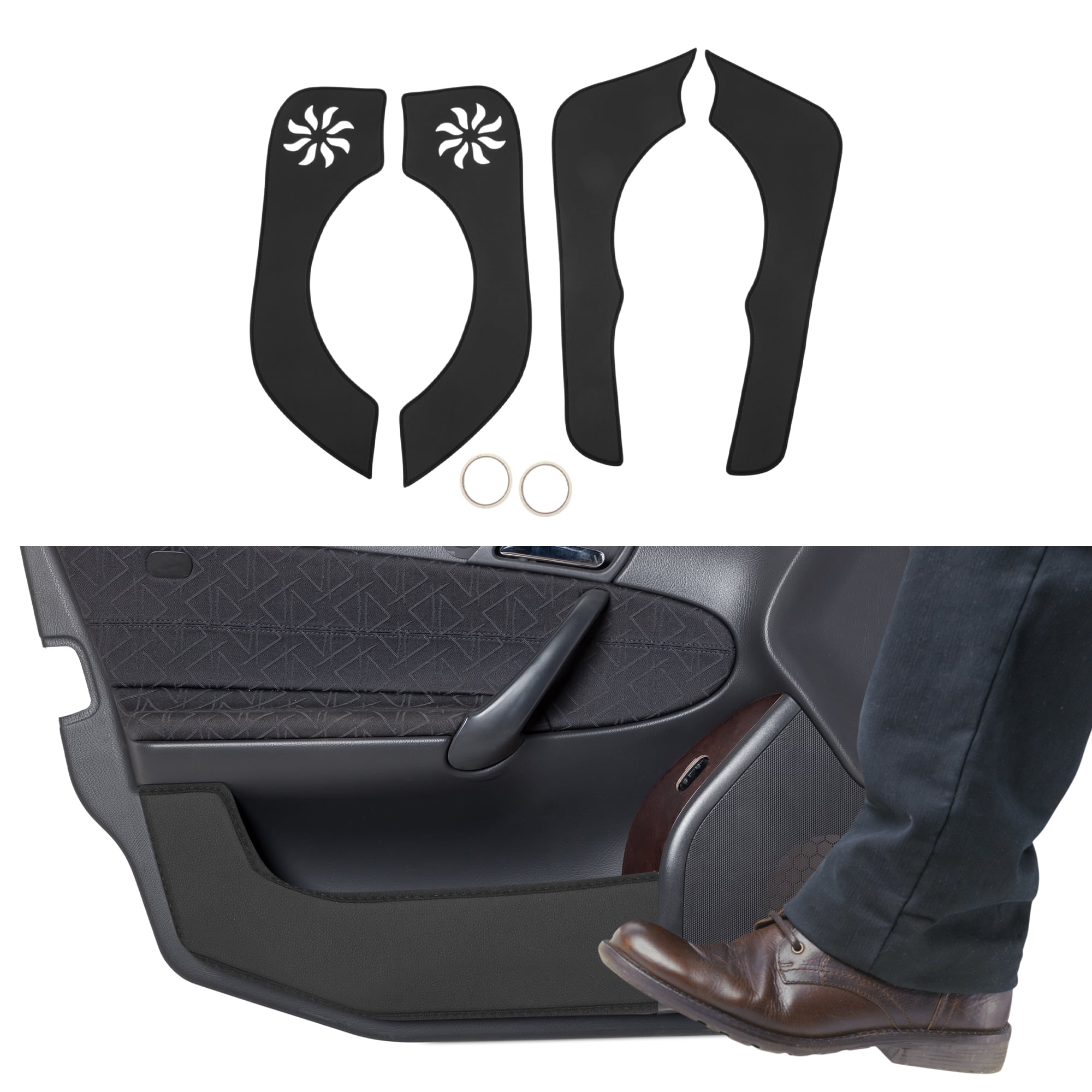 Unique Bargains Leather Car Door Anti Kick Pad Sticker for Honda CRV 2012-2016 Door Side Edge Guard Protector Interior Accessories Black 1 Set
