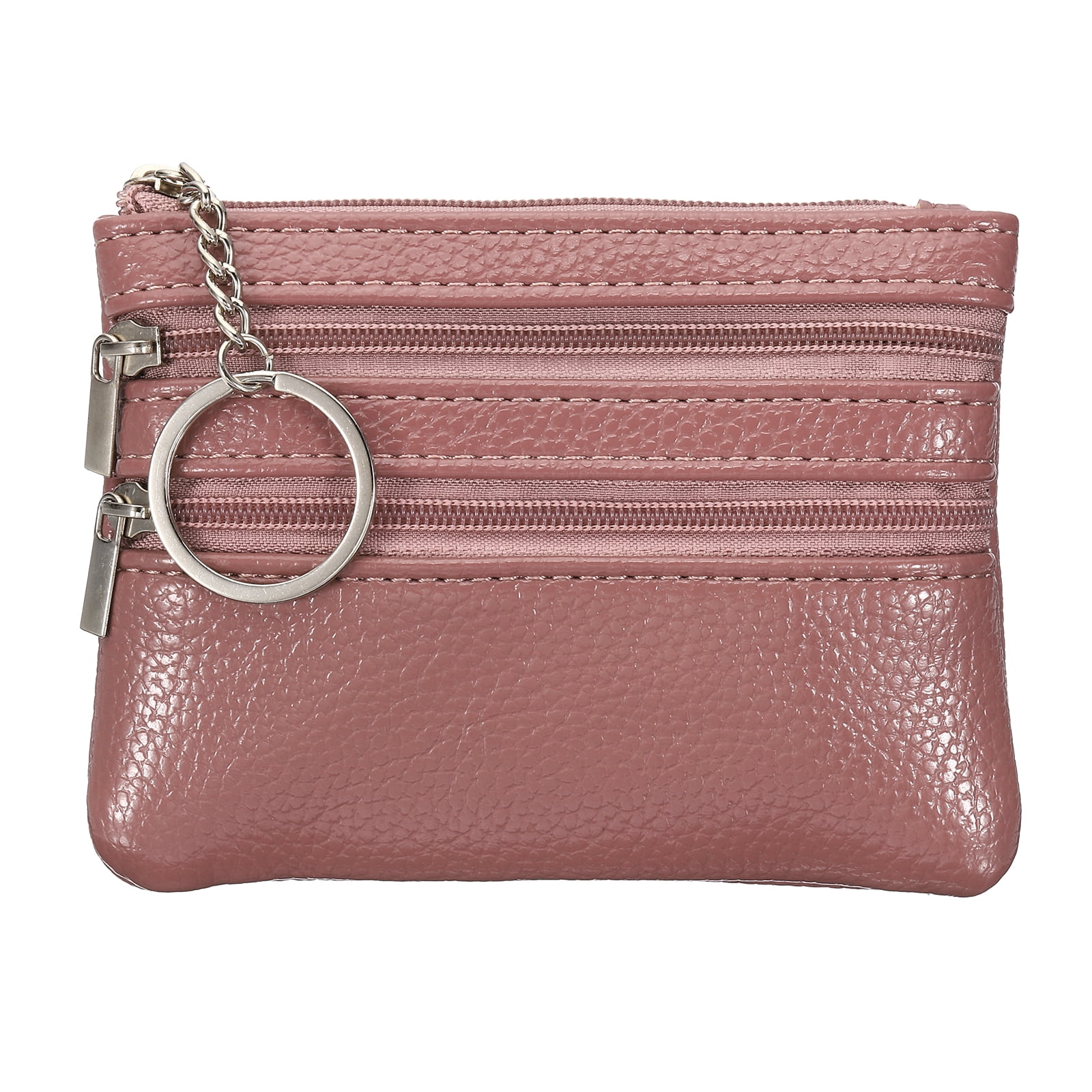 Unique Bargains Leather Change Purses Small Organizer Bags Dark Pink