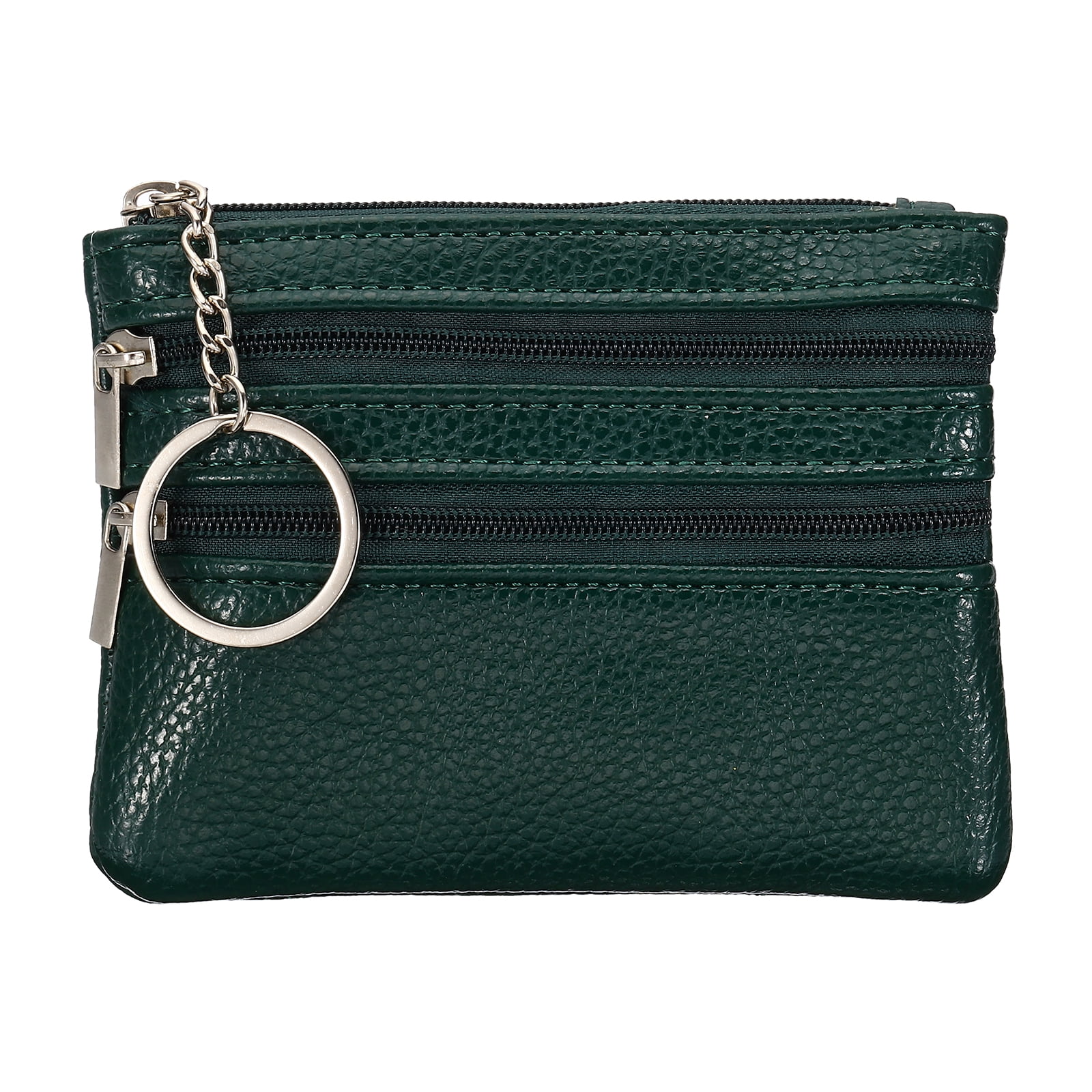 Unique Bargains Leather Change Purses Small Organizer Bags Green