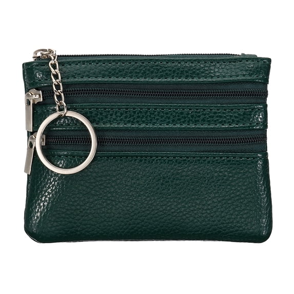 Unique Bargains Leather Change Purses Small Organizer Bags Green