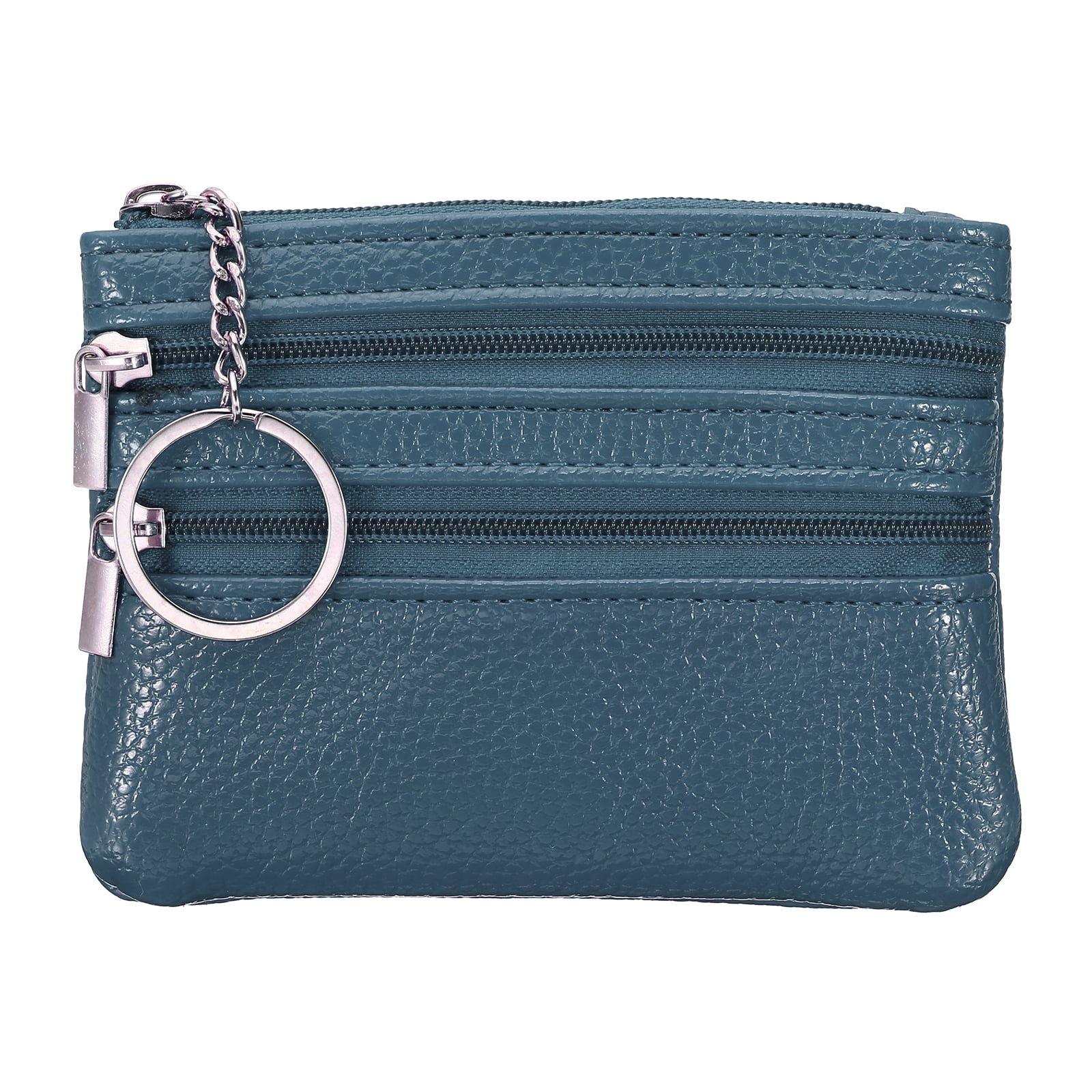 Unique Bargains Leather Change Purses Small Organizer Bags Navy Blue