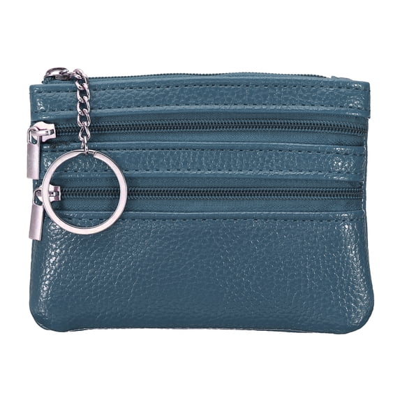 Unique Bargains Leather Change Purses Small Organizer Bags Navy Blue