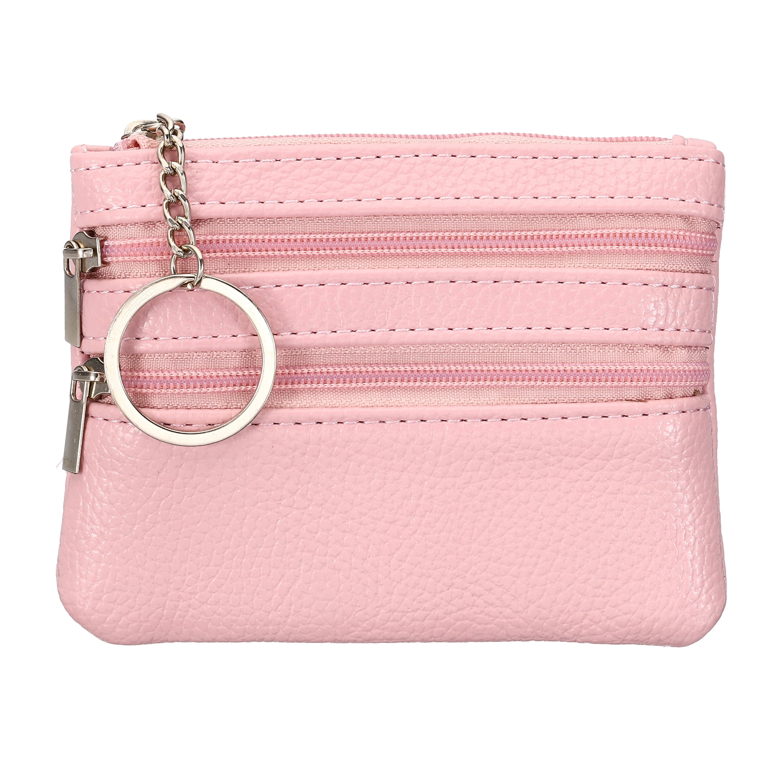 Unique Bargains Leather Change Purses Small Organizer Bags Pink