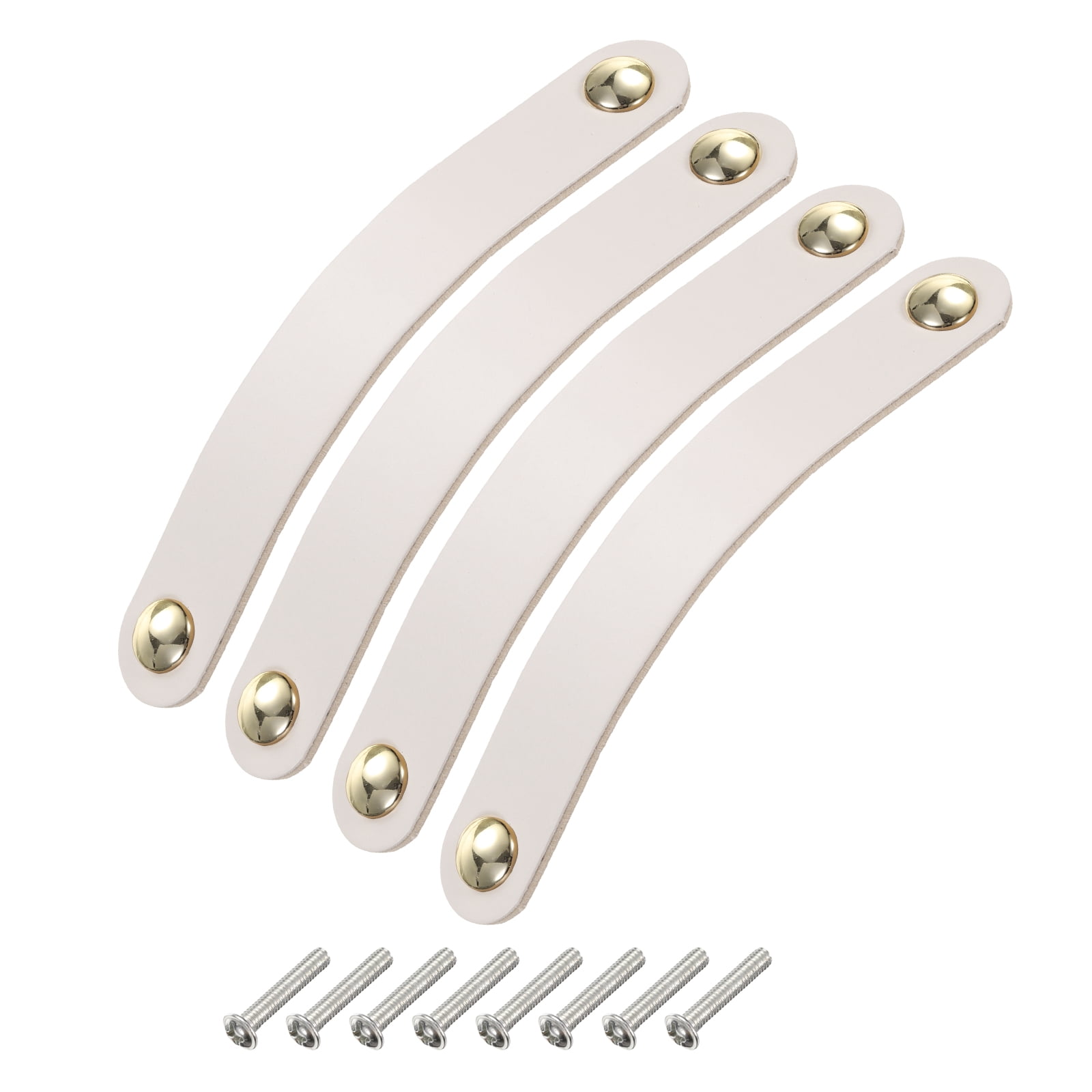 Unique Bargains Leather Drawer Pulls Double Hole Knobs for Dressers Drawers  Cream/Gold
