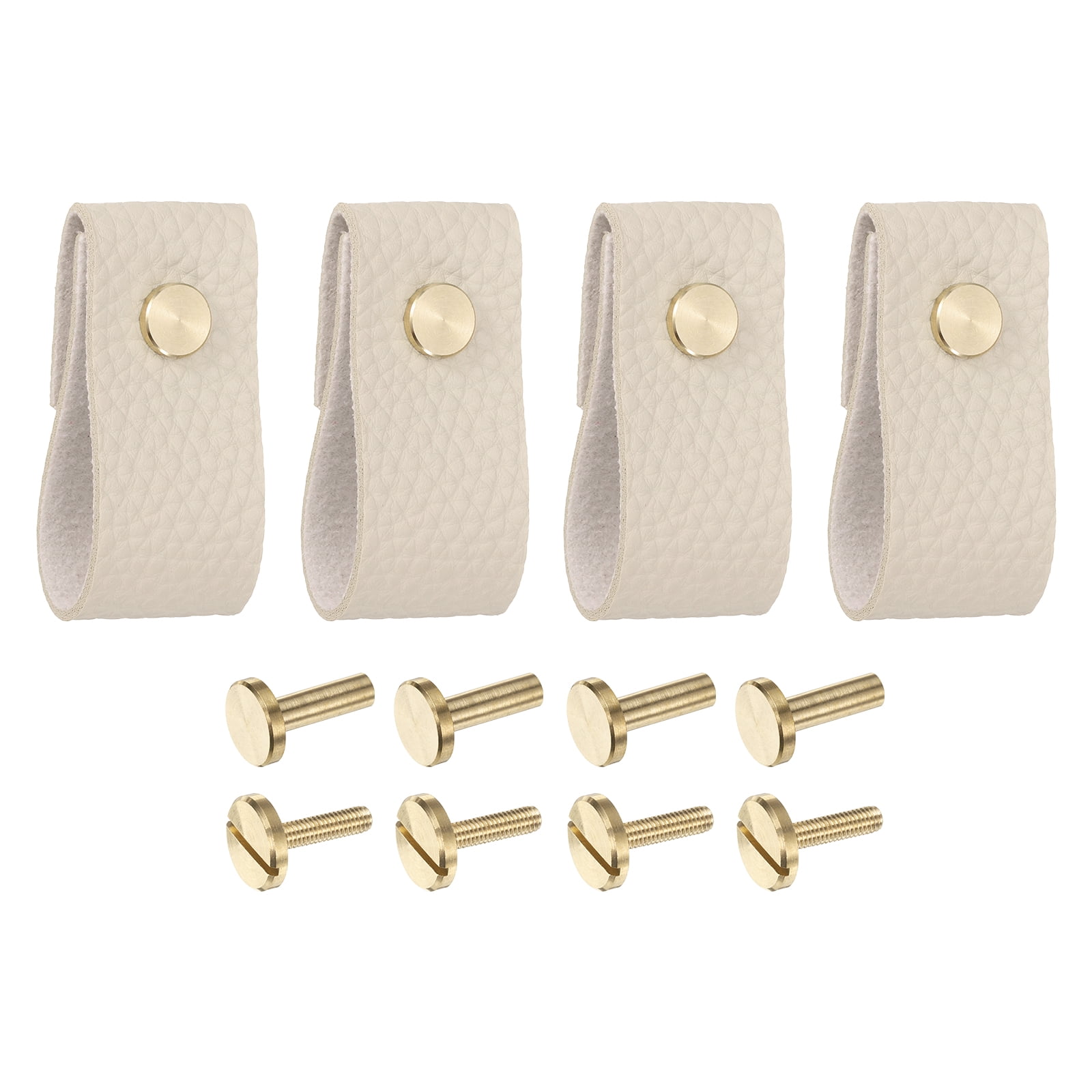Unique Bargains Leather Drawer Pulls Replacement of Traditional Knobs Khaki
