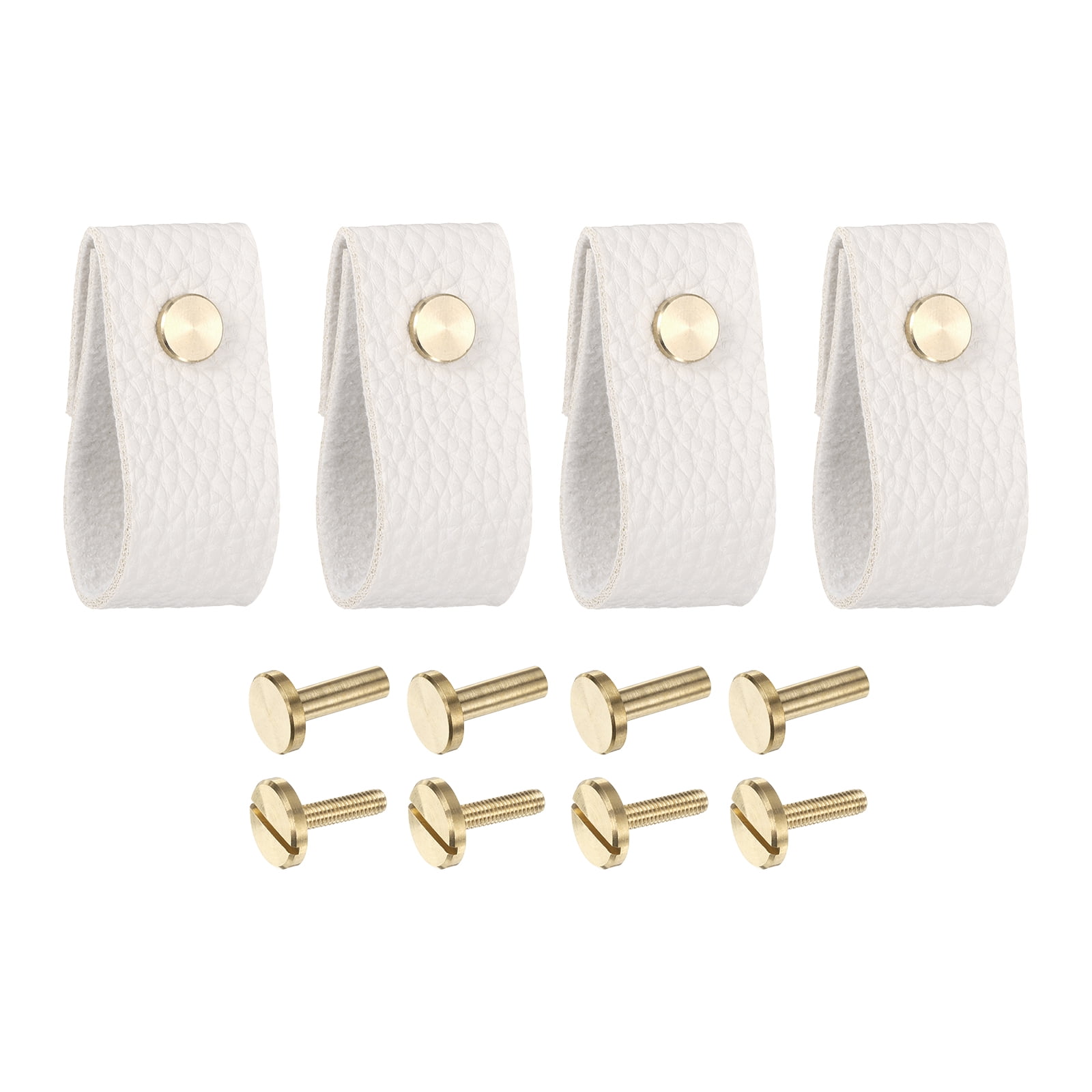 Unique Bargains Leather Drawer Pulls Replacement of Traditional Knobs White