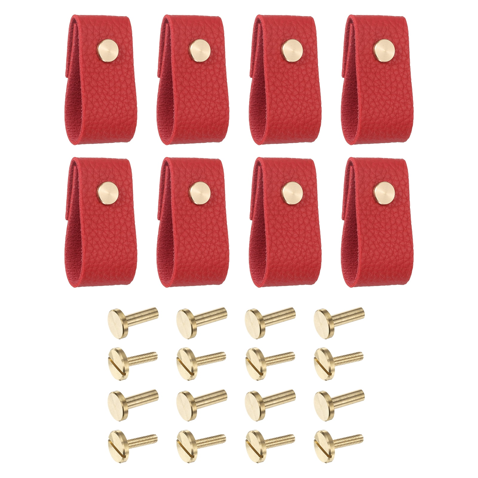 Unique Bargains Leather Drawer Pulls Replacement of Traditional Knobs for Drawer Red