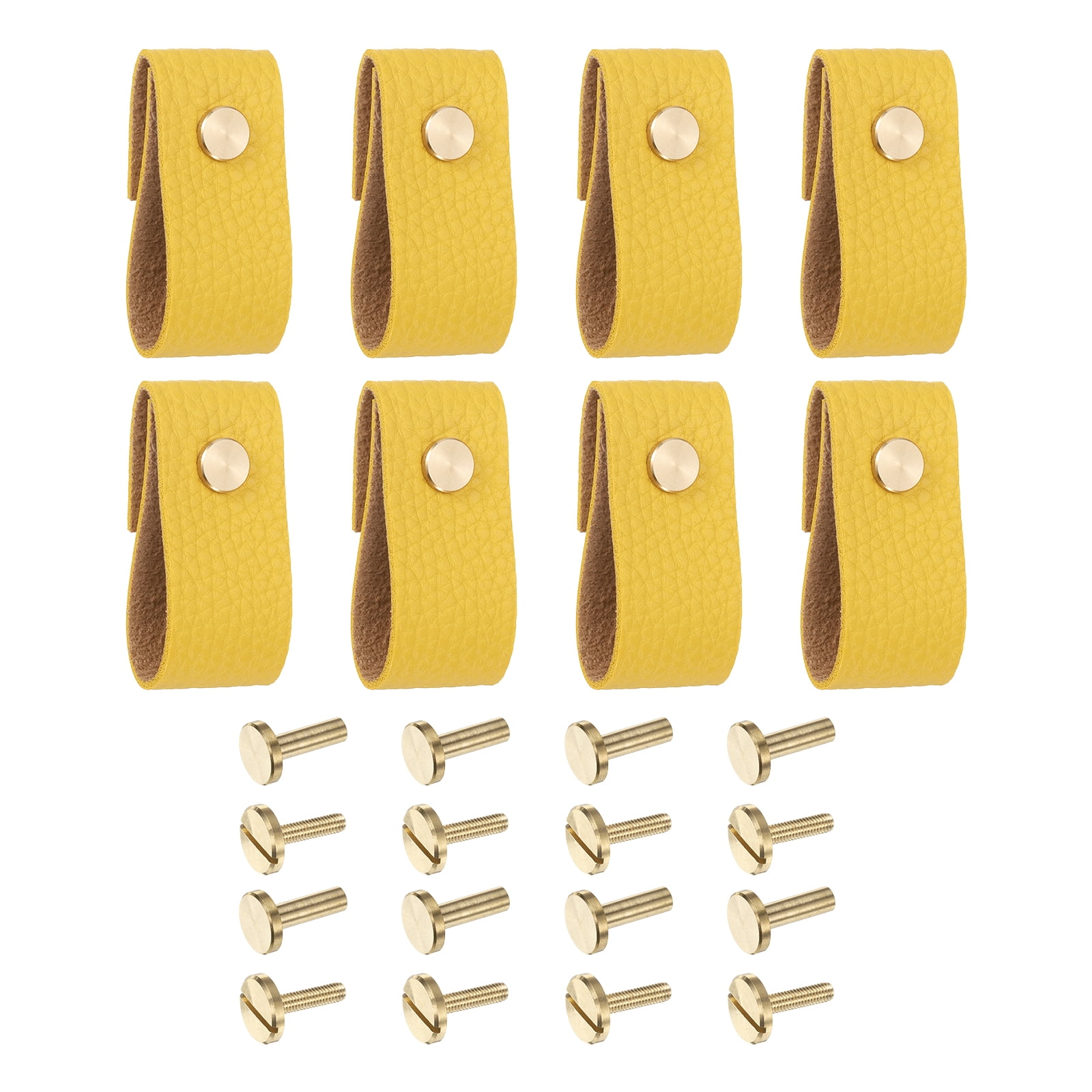 Unique Bargains Leather Drawer Pulls Replacement of Traditional Knobs for Drawer Yellow