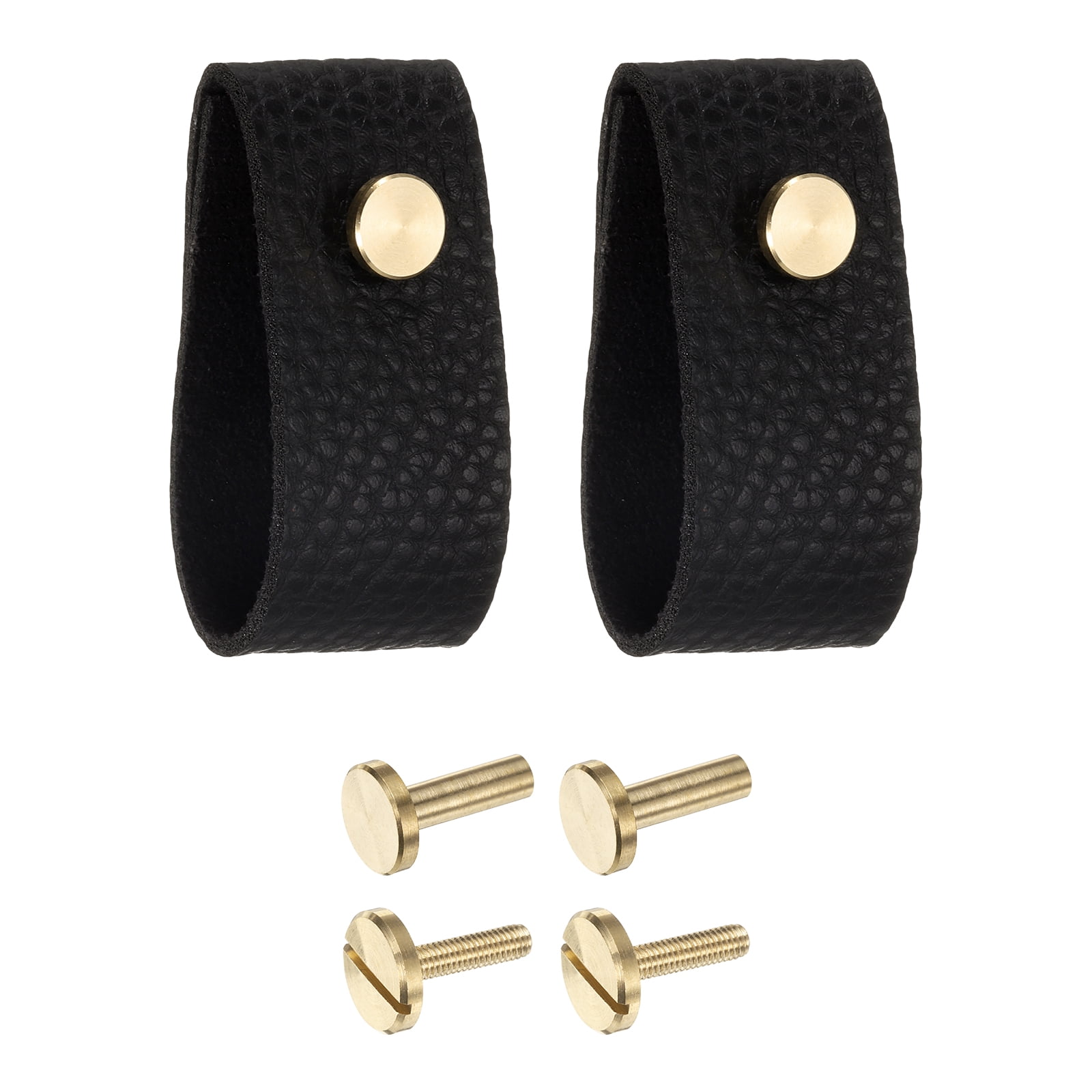 Unique Bargains Leather Drawer Pulls Replacement of Traditional Knobs for Dresser Black