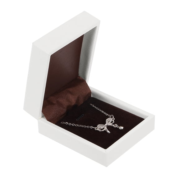 Unique Bargains Leather Jewelry Pendant Box for Vintage Storage and Gifts White