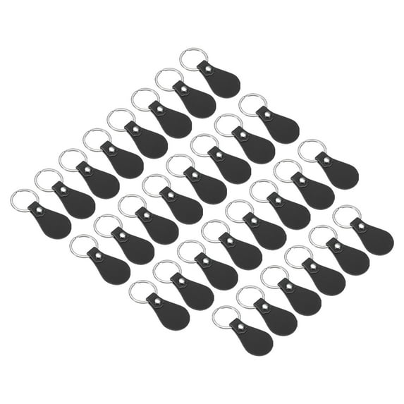 Unique Bargains Leather Key Fob Kit PU Leather Key Fob Blanks with Key Rings DIY Keychain Black