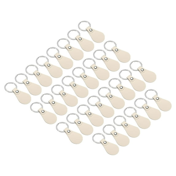 Unique Bargains Leather Key Fob Kit PU Leather Key Fob Blanks with Key Rings DIY Keychain White