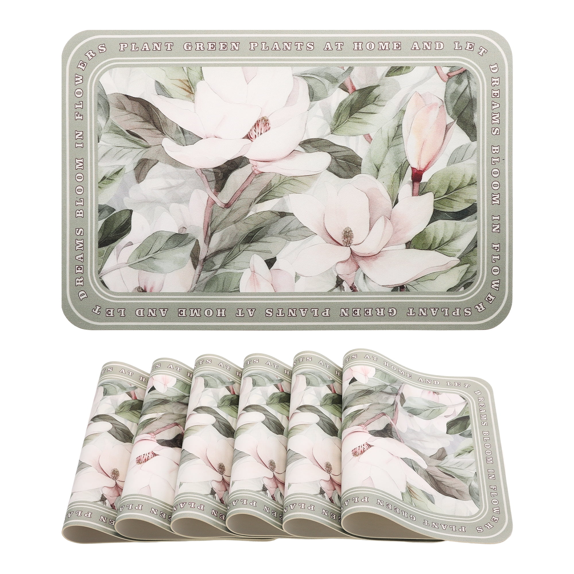 Unique Bargains Leather Placemats Set of 6 for Kitchen Dining Table Decor Flower