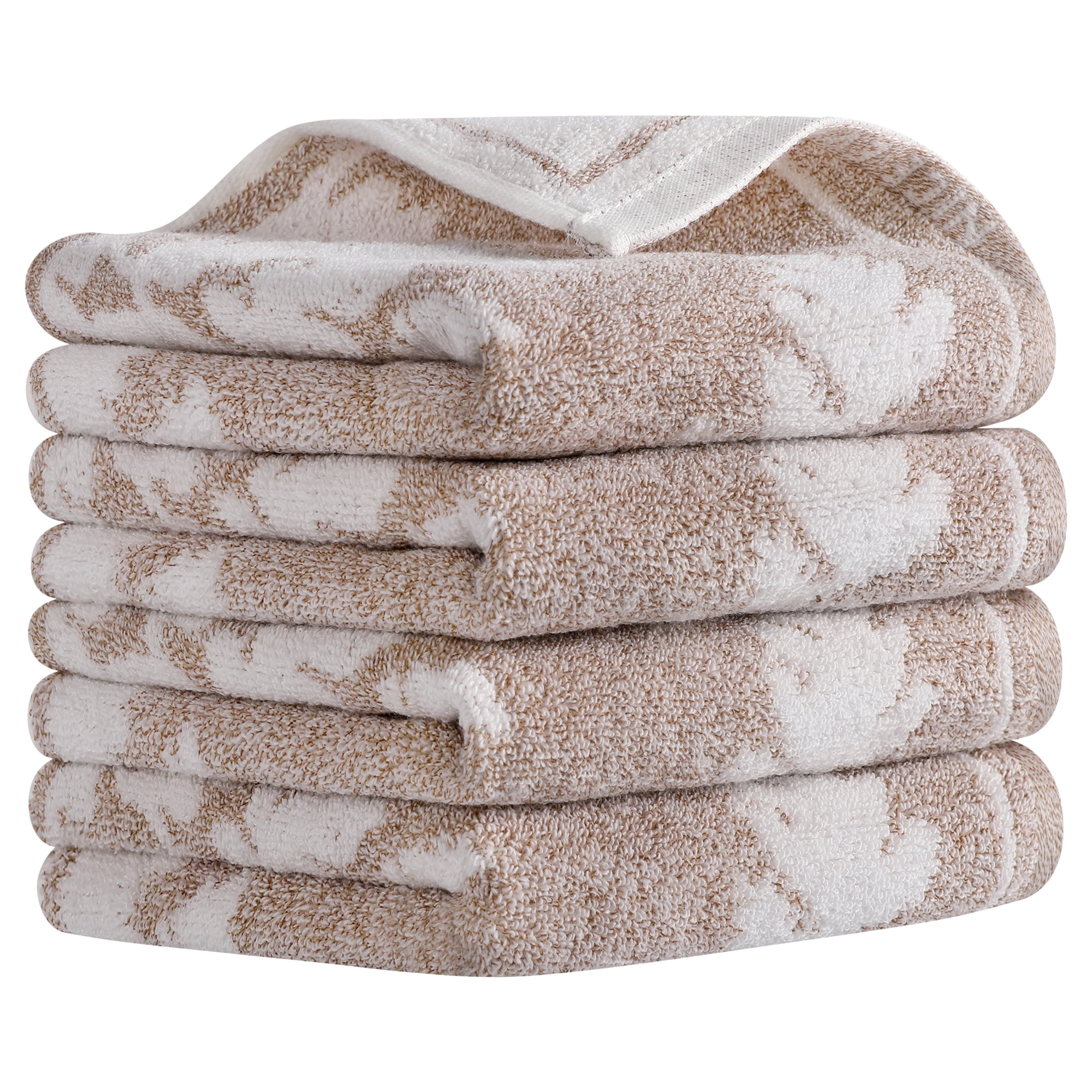 Unique Bargains Leaves Pattern Hand Towels Soft Absorbent Brown 4-Pieces