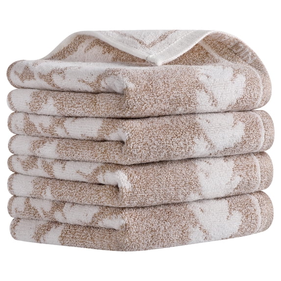 Unique Bargains Leaves Pattern Hand Towels Soft Absorbent Brown 4-Pieces