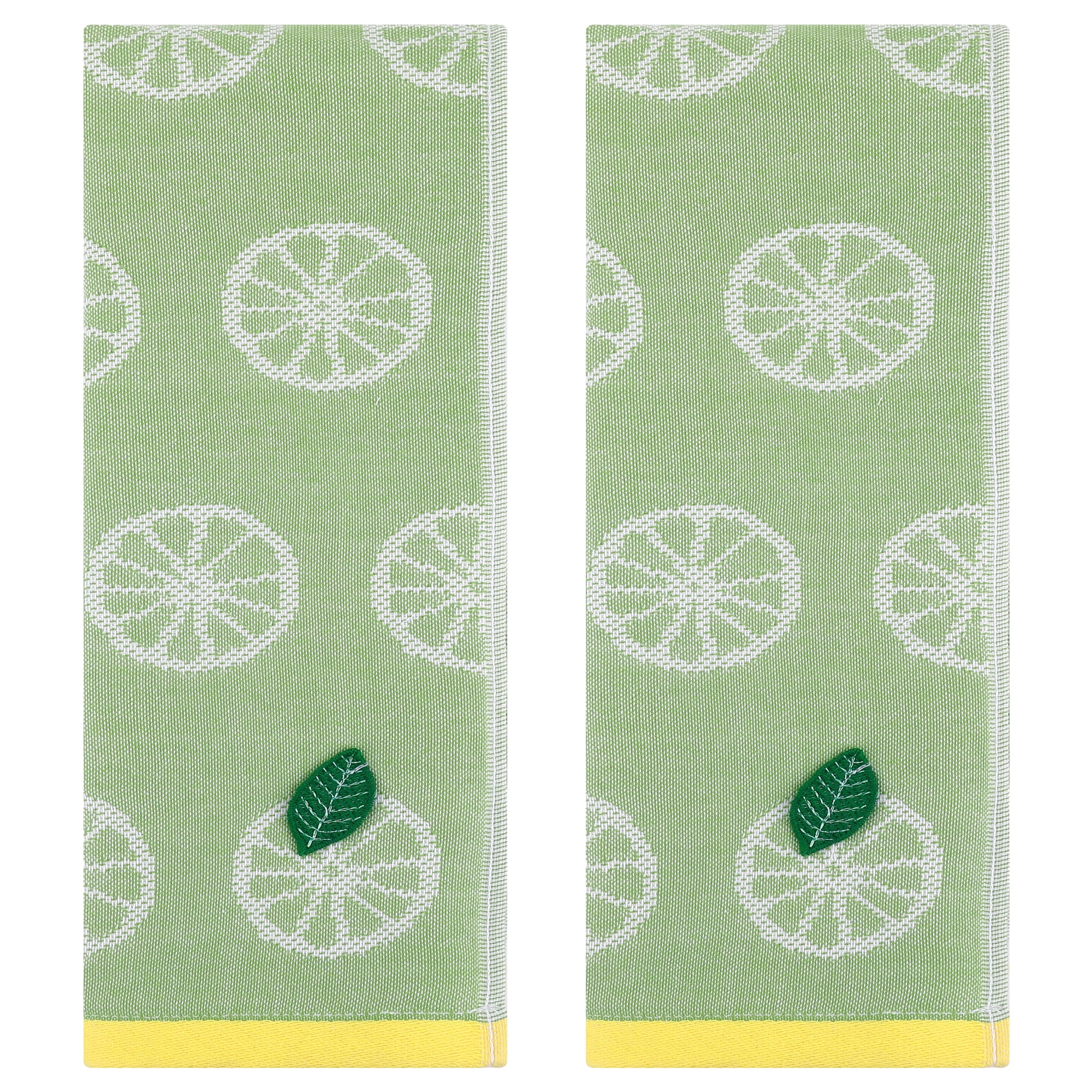 Unique Bargains Lemon Fruit Pattern Cotton Hand Towels for Bathroom Green 2-Piece