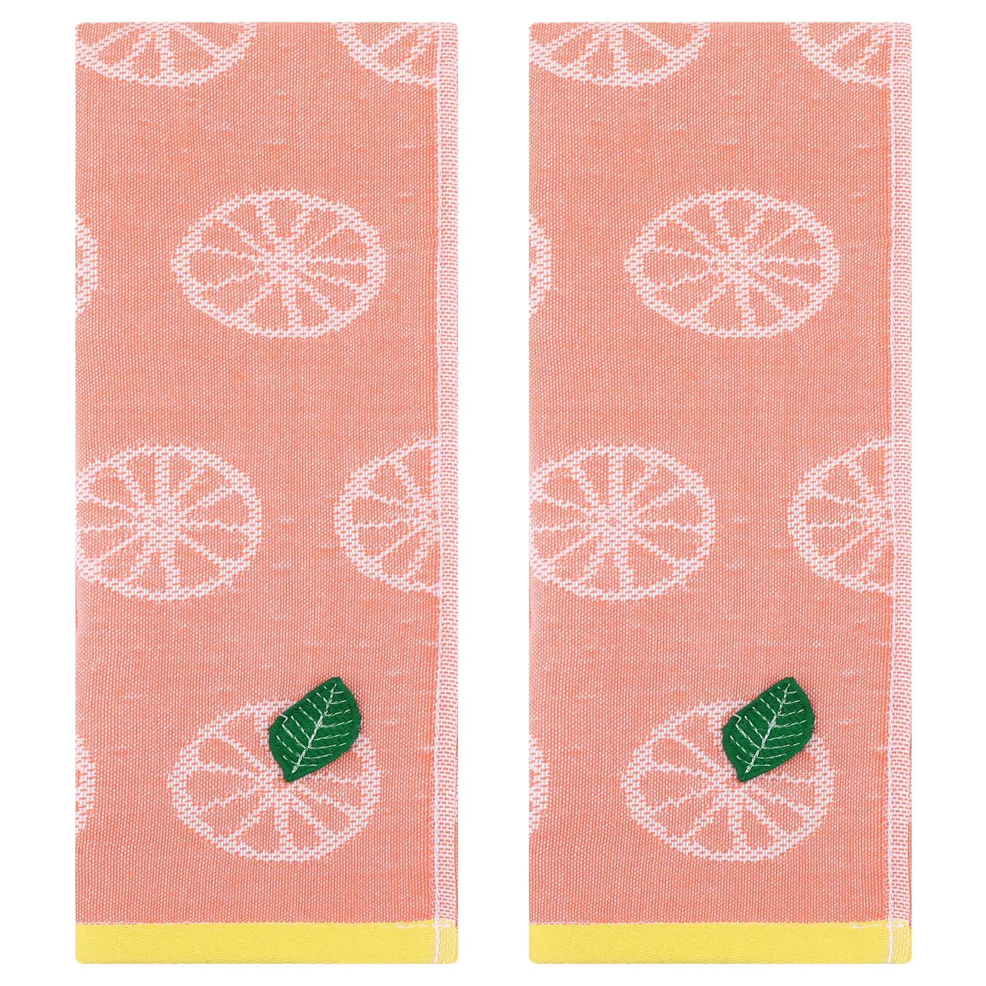 Unique Bargains Lemon Fruit Pattern Cotton Hand Towels for Bathroom Pink 2-Piece