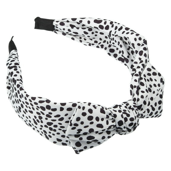 Unique Bargains Leopard Spot Wide Bow Headbands Fashion Hair Hoop with Bow Knotted for  Women White