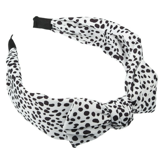 Unique Bargains Leopard Spot Wide Bow Headbands Fashion Hair Hoop with Bow Knotted for Women White