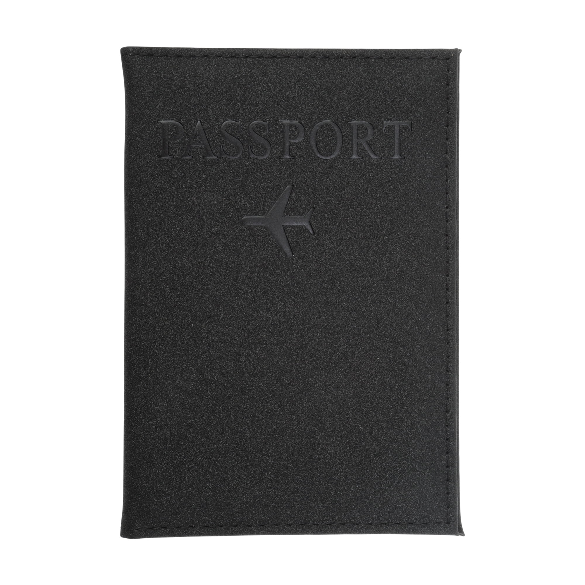 Unique Bargains Letter Airplane Pattern Passport Holder 1 Pc Black