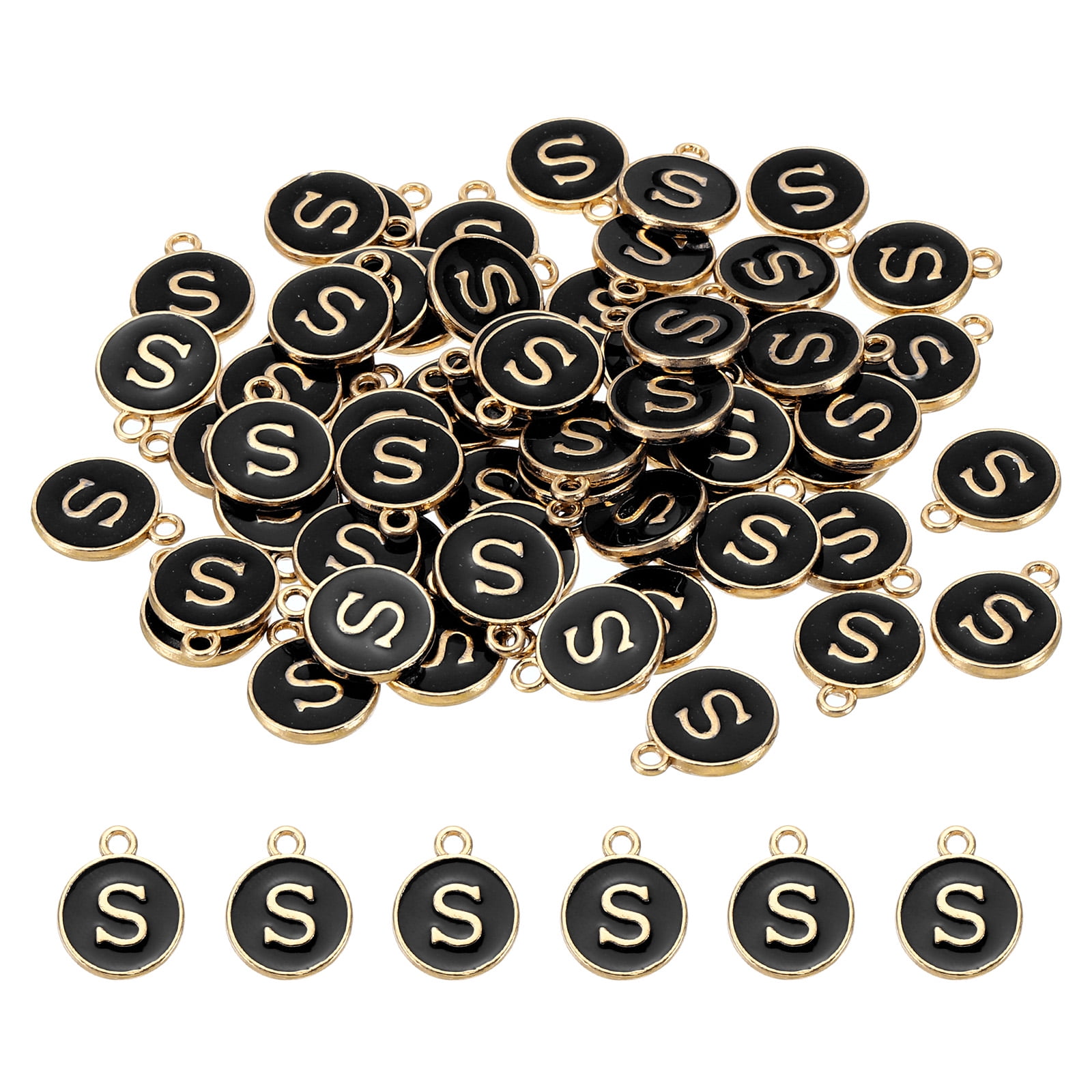 Unique Bargains Letter Charm, 60Pcs Double Sided Alphabet Initial Charm Pendants "S"