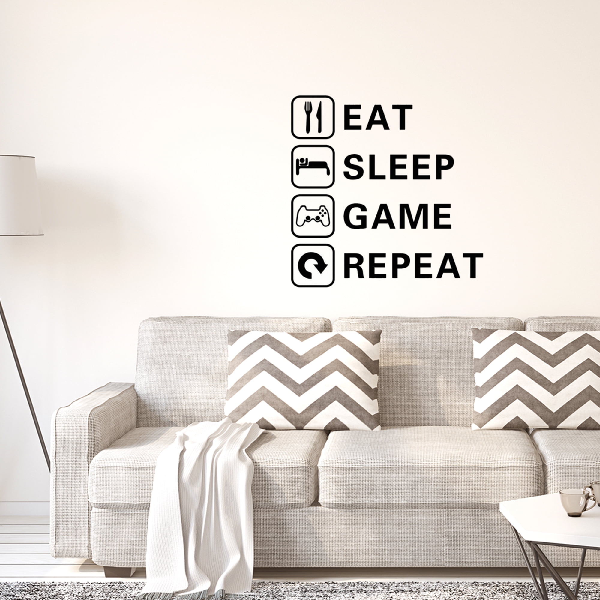 Unique Bargains Letter Eat Sleep Game Repeat Wall Sticker Selfstick